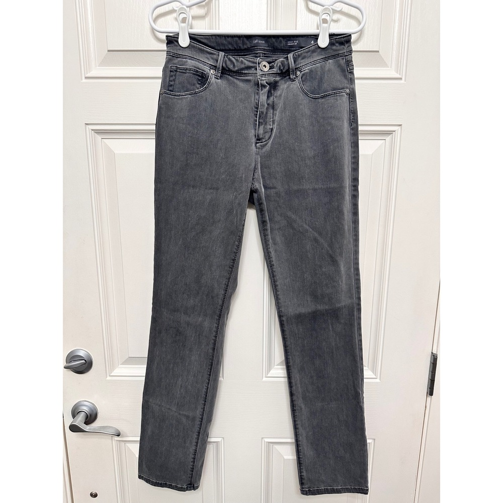 J. Jill Denim High Rise Straight Leg Jeans Charcoal Gray Stretch Size 4